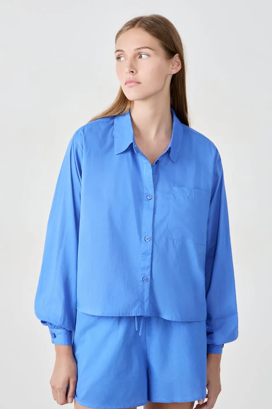 ETAM Partes De Arriba De Pijama|Los Pijamas Más Responsables|Camisa de pijama de algodón AZUL ROYAL