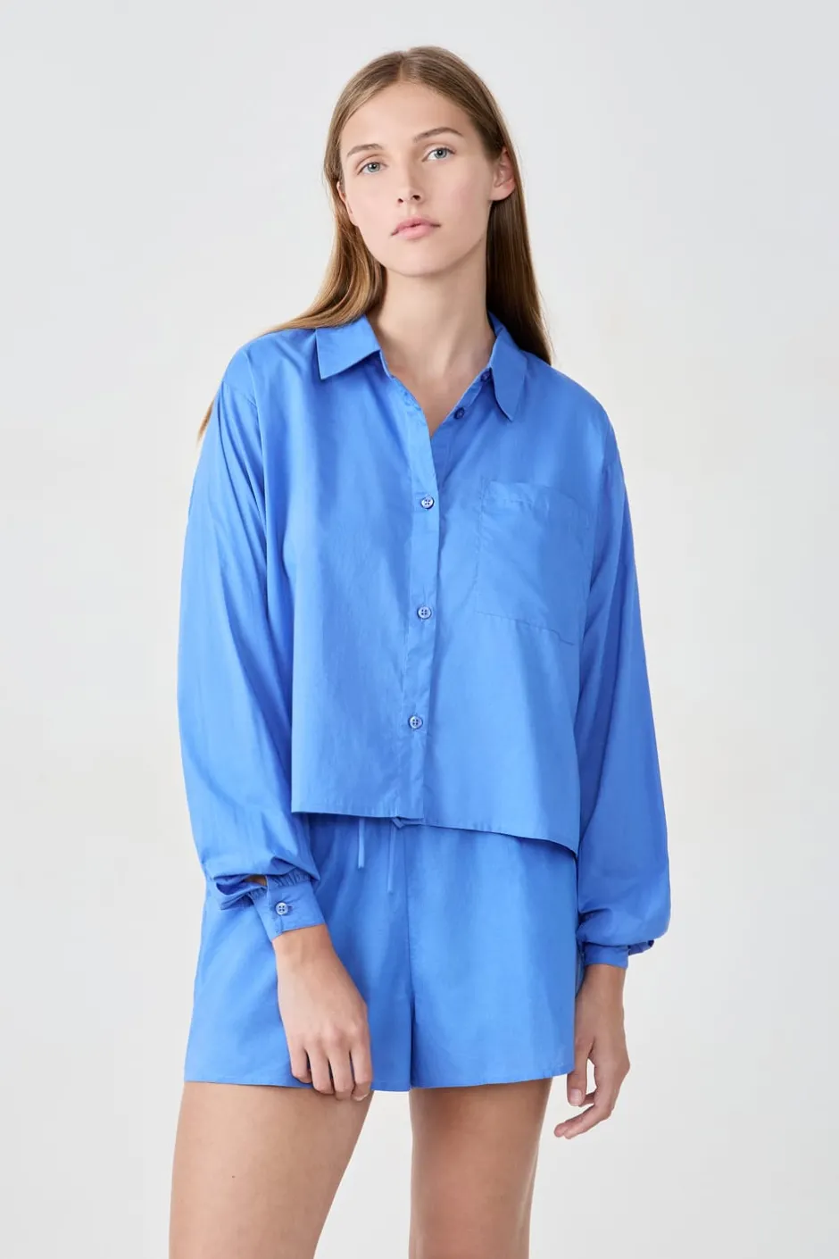 ETAM Partes De Arriba De Pijama|Los Pijamas Más Responsables|Camisa de pijama de algodón AZUL ROYAL