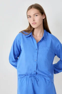 ETAM Partes De Arriba De Pijama|Los Pijamas Más Responsables|Camisa de pijama de algodón AZUL ROYAL