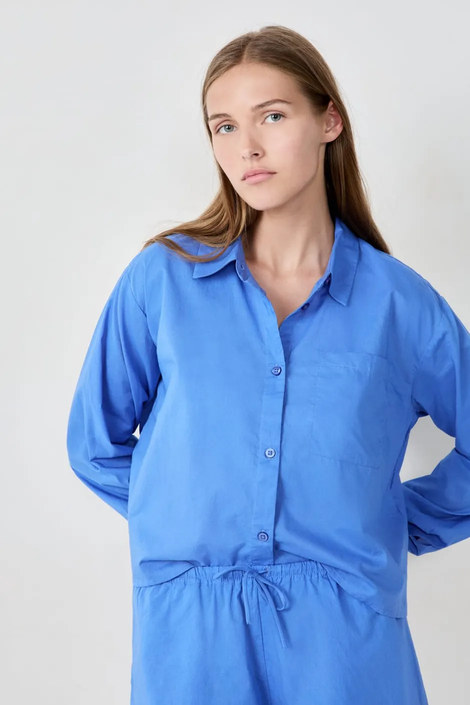 ETAM Partes De Arriba De Pijama|Los Pijamas Más Responsables|Camisa de pijama de algodón AZUL ROYAL