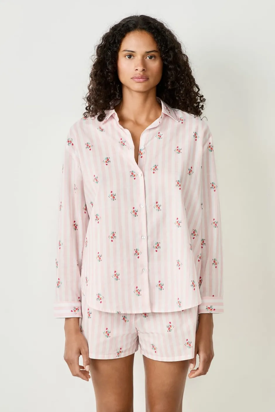 ETAM Partes De Arriba De Pijama|Camisa de pijama de algodón estampada ROSA CLARO