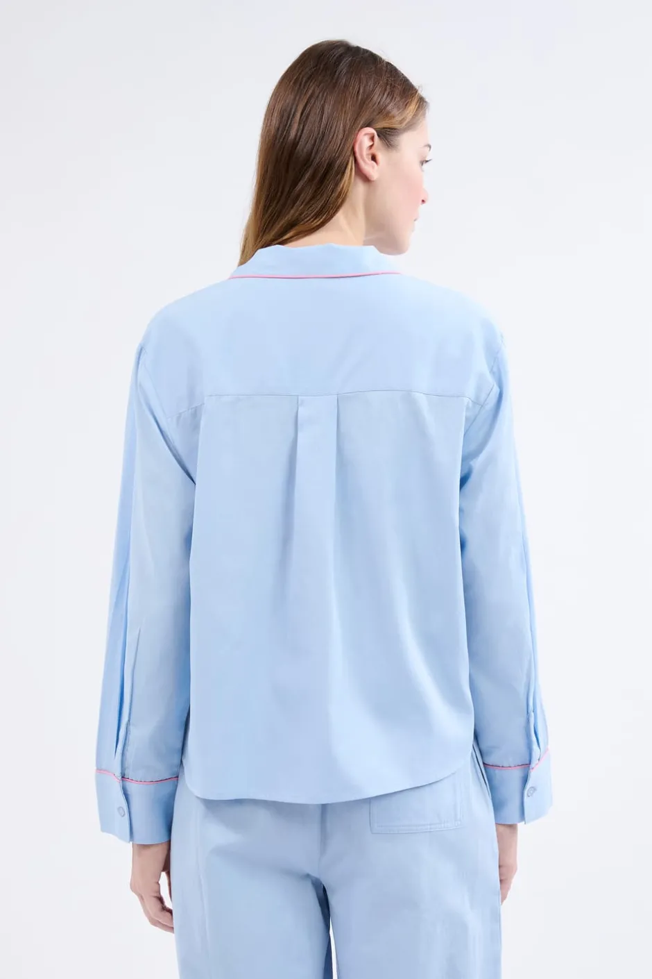 ETAM Partes De Arriba De Pijama|Los Pijamas Más Responsables|Camisa de pijama de manga larga de algodón AZUL CLARO