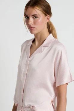 ETAM Partes De Arriba De Pijama|Los Pijamas Más Responsables|Camisa de pijama de manga corta estampada ESTAMPADO FONDO ROSA