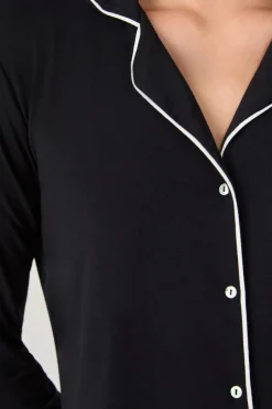 ETAM Pijamas Esenciales|Partes De Arriba De Pijama|Camisa de pijama de manga larga NEGRO