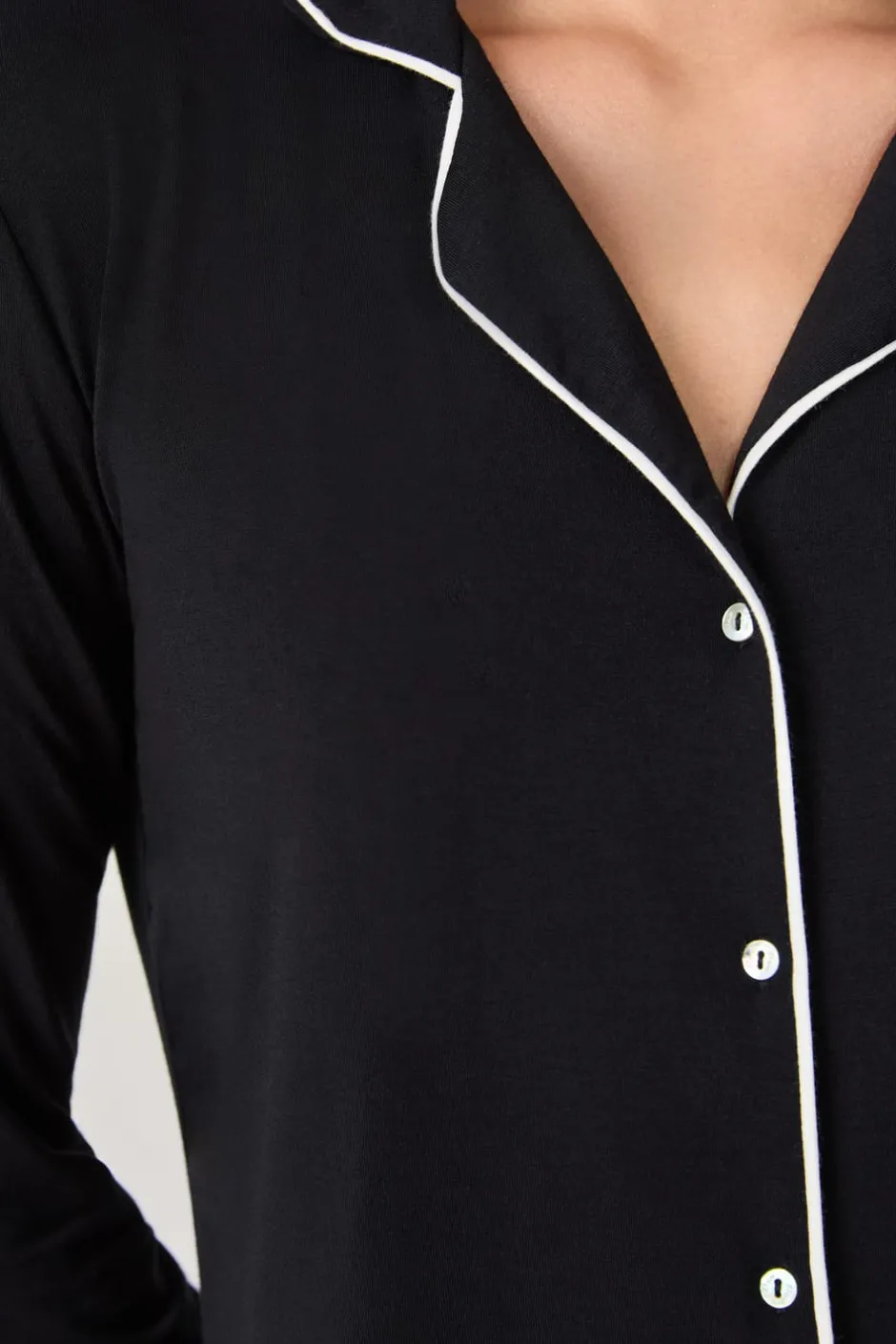 ETAM Pijamas Esenciales|Partes De Arriba De Pijama|Camisa de pijama de manga larga NEGRO