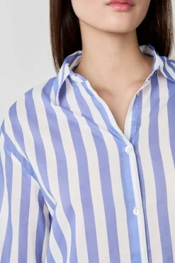 ETAM Partes De Arriba De Pijama|Camisa de pijama de rayas de algodón AZUL CLARO