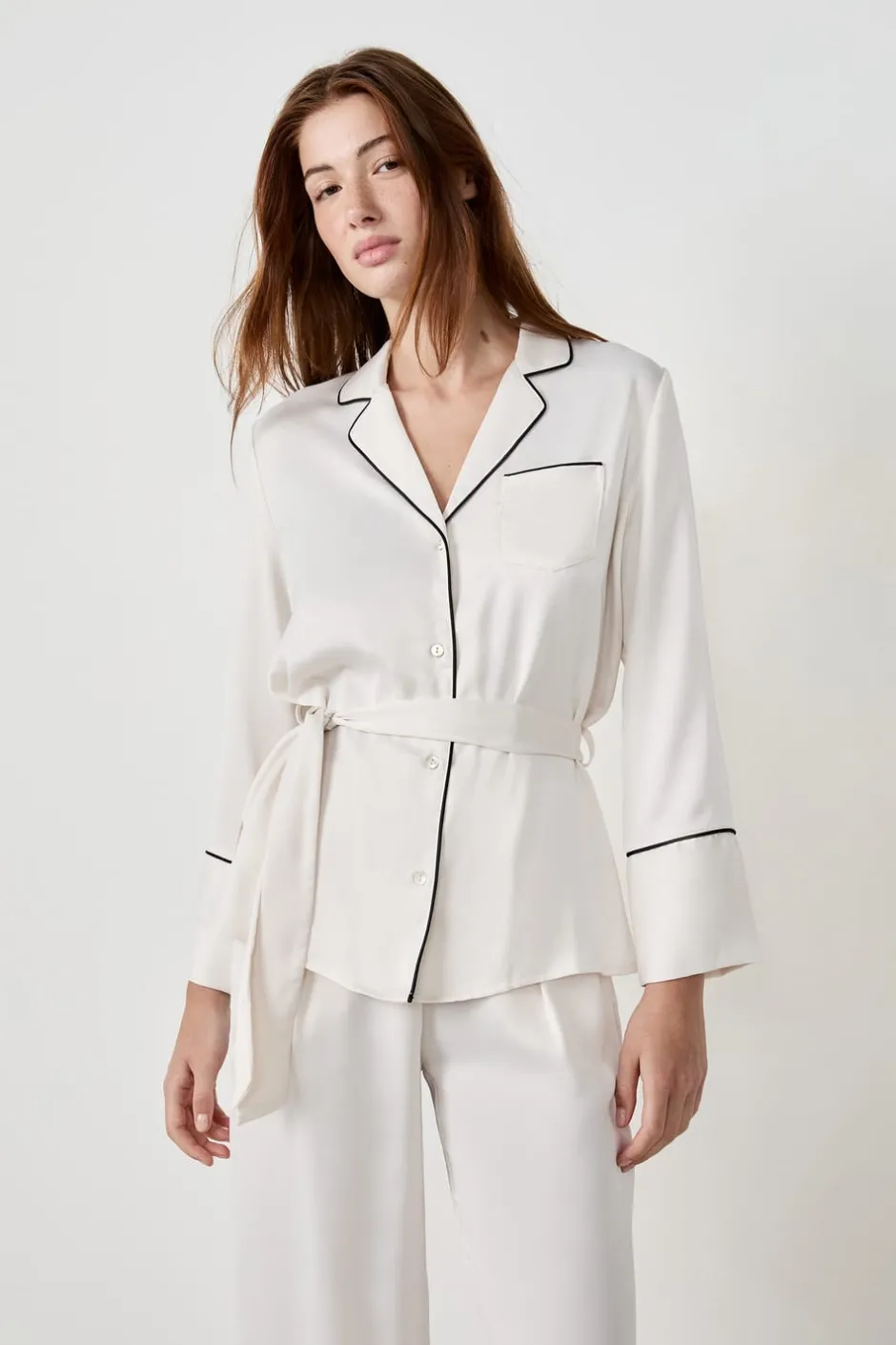 ETAM Pijamas Para Novias|Partes De Arriba De Pijama|Camisa de pijama de satén CRUDO
