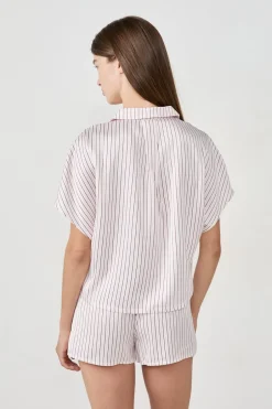 ETAM Partes De Arriba De Pijama|Los Pijamas Más Responsables|Camisa de pijama de satén a rayas IMP FD ECRU