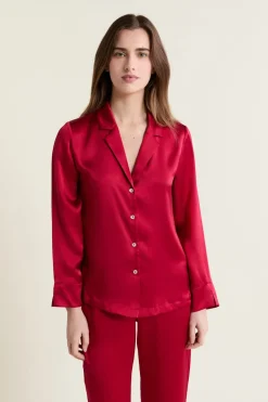 ETAM Pijamas De Seda|Partes De Arriba De Pijama|Camisa de pijama de seda ROJO CARDENAL