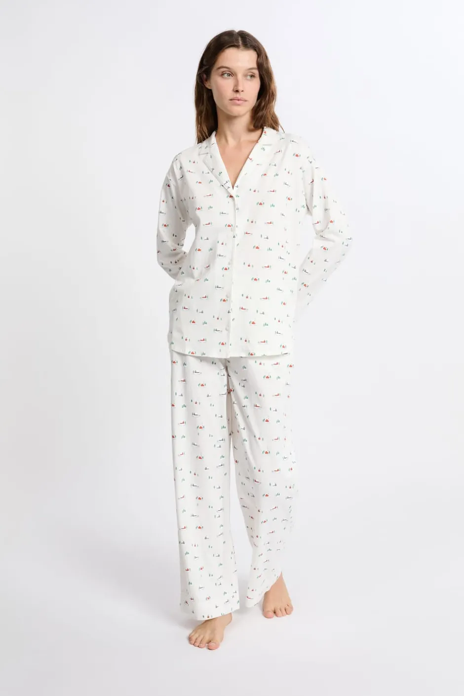 ETAM Partes De Arriba De Pijama|Los Pijamas Más Responsables|Camisa de pijama estampada de algodón CRUDO