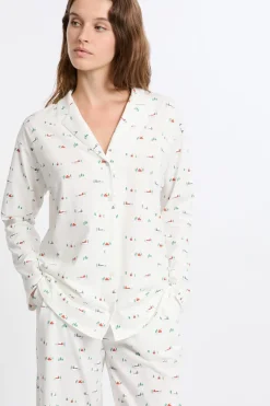ETAM Partes De Arriba De Pijama|Los Pijamas Más Responsables|Camisa de pijama estampada de algodón CRUDO