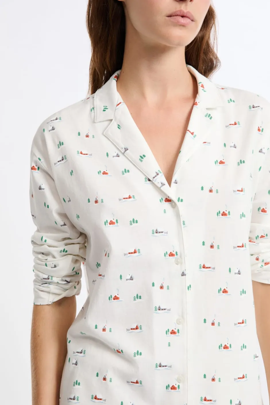 ETAM Partes De Arriba De Pijama|Los Pijamas Más Responsables|Camisa de pijama estampada de algodón CRUDO