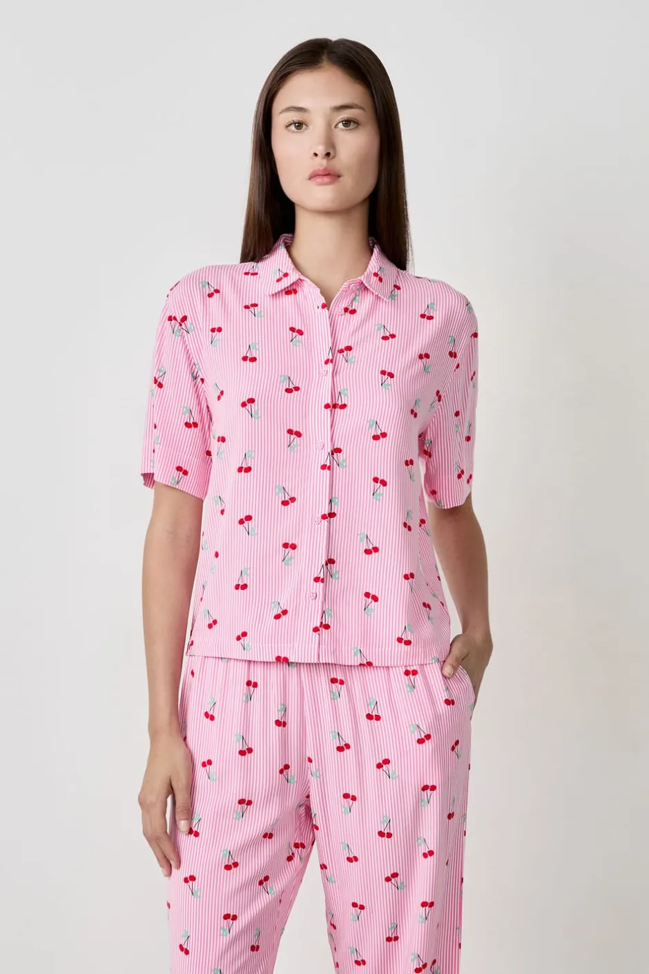 ETAM Partes De Arriba De Pijama|Los Pijamas Más Responsables|Camisa de pijama estampada ROSA