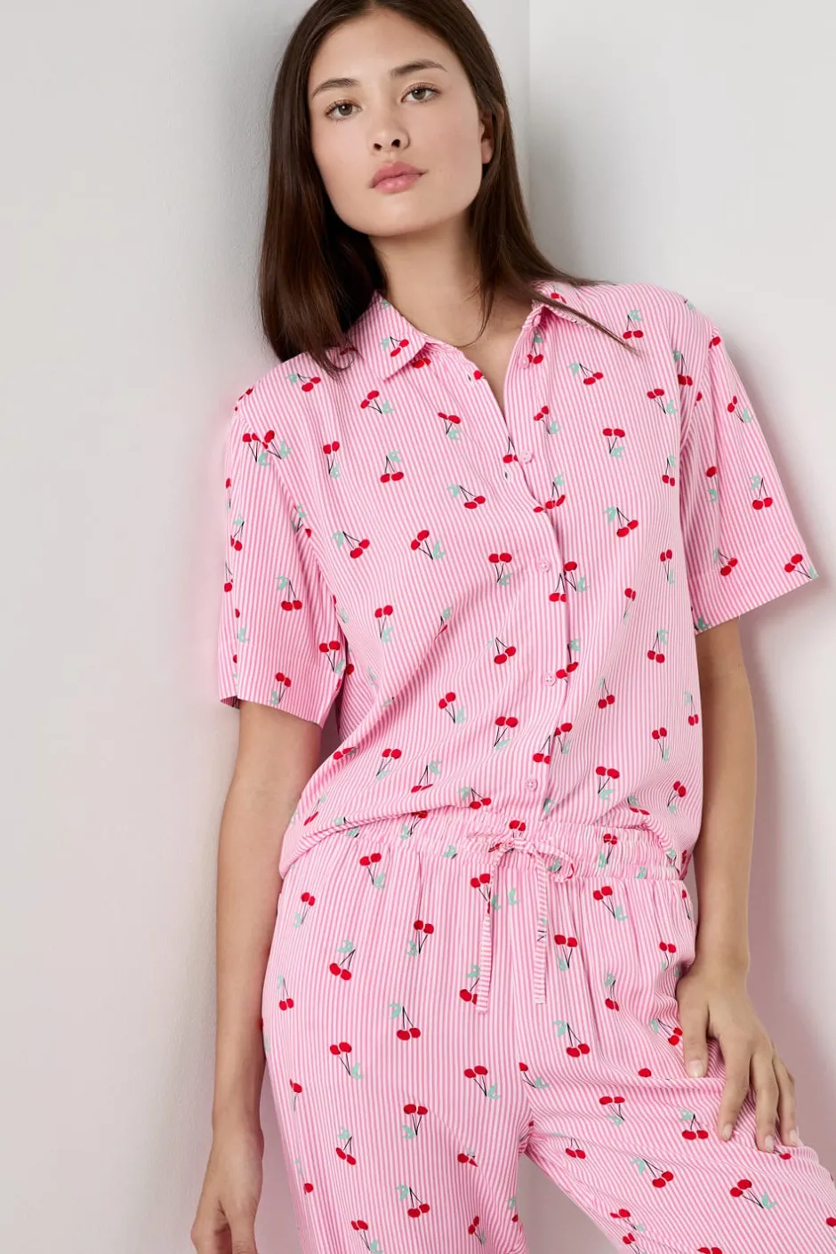 ETAM Partes De Arriba De Pijama|Los Pijamas Más Responsables|Camisa de pijama estampada ROSA