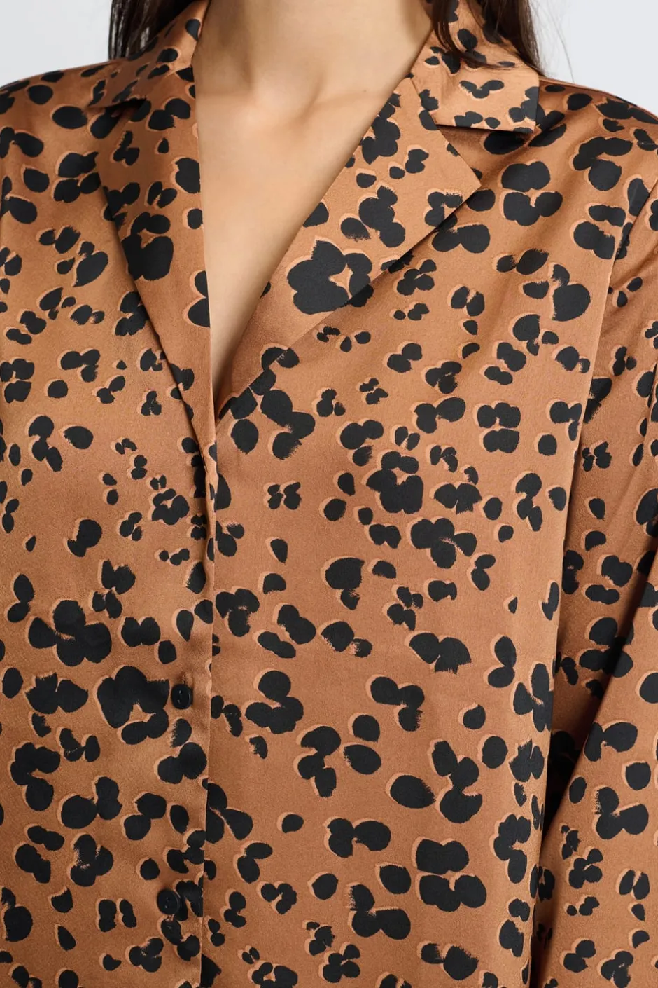 ETAM Partes De Arriba De Pijama|Los Pijamas Más Responsables|Camisa de pijama estampada MARRON