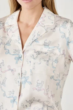 ETAM Partes De Arriba De Pijama|Camisa de pijama estampada satinada ESTAMPADO BLANCO ROTO