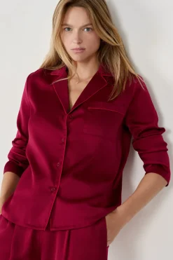 ETAM Partes De Arriba De Pijama|Camisa de pijama satinada BURDEOS GRANATE