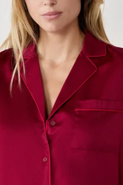 ETAM Partes De Arriba De Pijama|Camisa de pijama satinada BURDEOS GRANATE