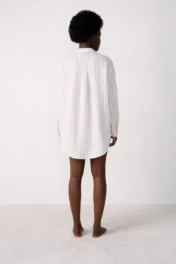 ETAM Túnicas Y Vestidos De Playa|Camisa de playa a rayas de lino GRIS