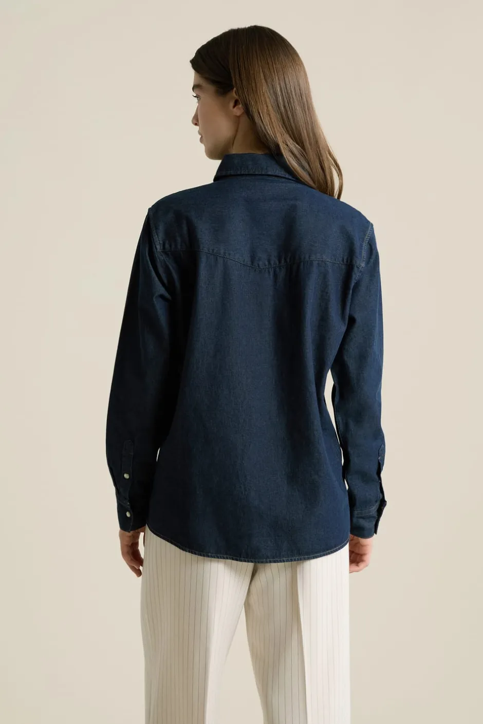 ETAM Camisas Fluidas|Camisas|Camisa efecto denim AZUL NOCHE