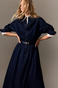 ETAM Camisas Fluidas|Camisas Chic|Camisa efecto vaquero de algodón azul denim