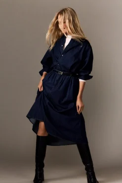 ETAM Camisas Fluidas|Camisas Chic|Camisa efecto vaquero de algodón azul denim