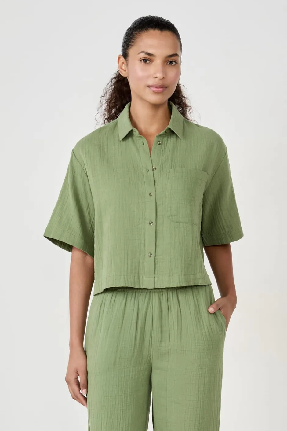 ETAM Partes De Arriba De Pijama|Los Pijamas Más Responsables|Camisa manga corta 100% algodón VERDE
