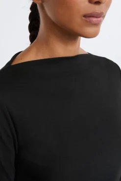 ETAM Manga Larga|Camisetas|Camiseta con cuello barco y mangas largas anchas NEGRO