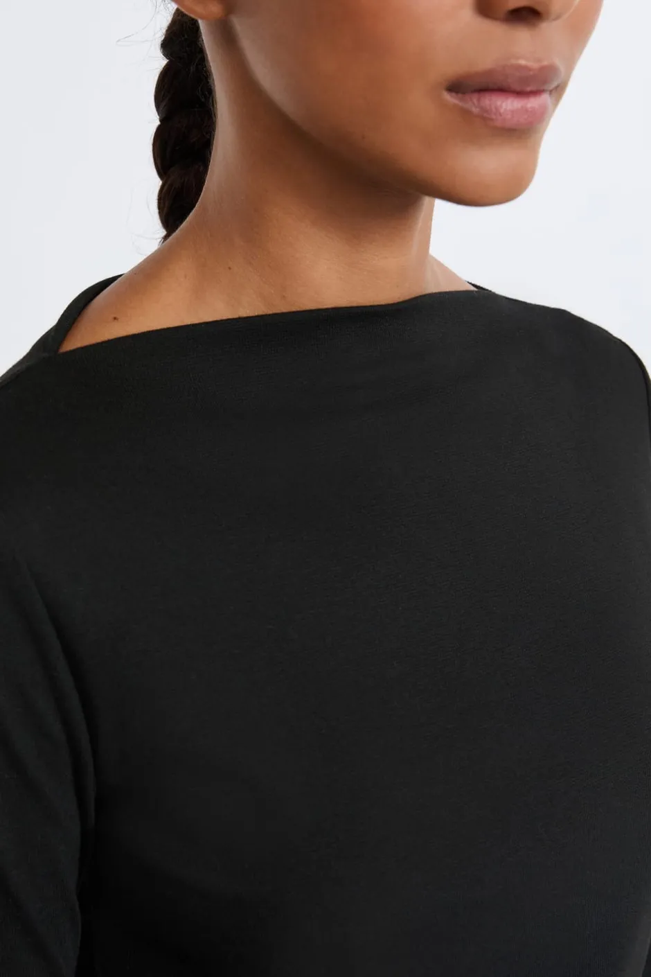 ETAM Manga Larga|Camisetas|Camiseta con cuello barco y mangas largas anchas NEGRO