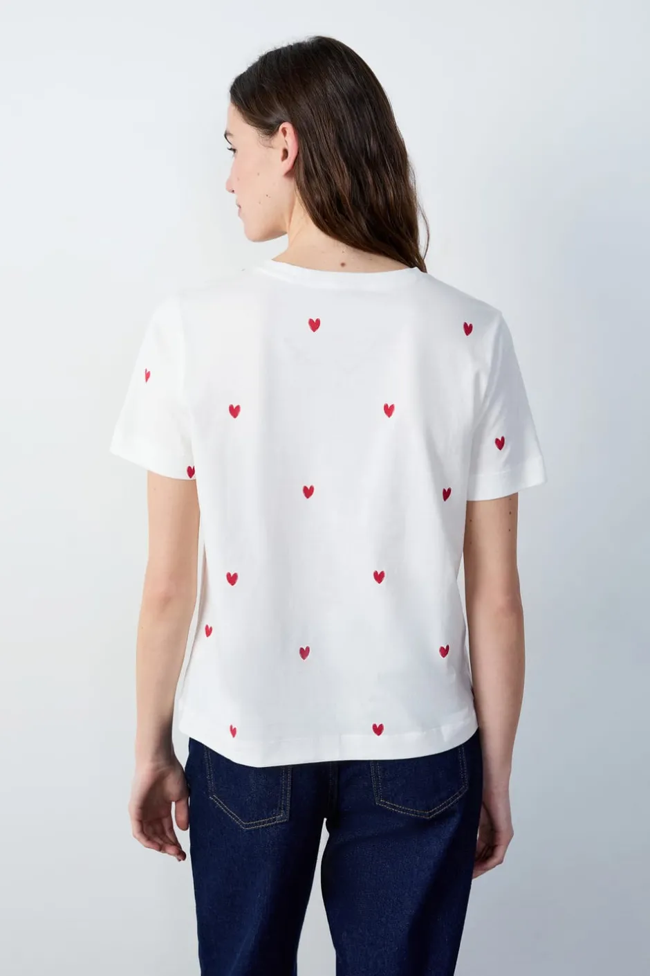 ETAM Cuello Redondo|Manga Corta|Camiseta corazón de algodón ROJO
