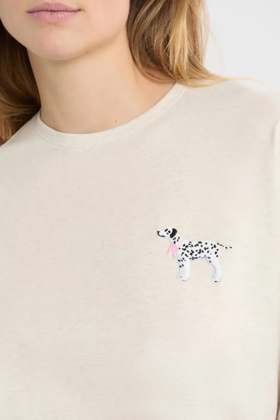 ETAM Los Pijamas Más Responsables|Partes De Arriba De Pijama|Camiseta de algodón con estampado de perro «Life is better with a dog» BEIGE
