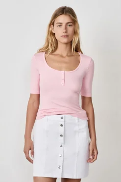 ETAM Cuello Redondo|Camisetas|Camiseta de manga 3/4 ROSA CLARO