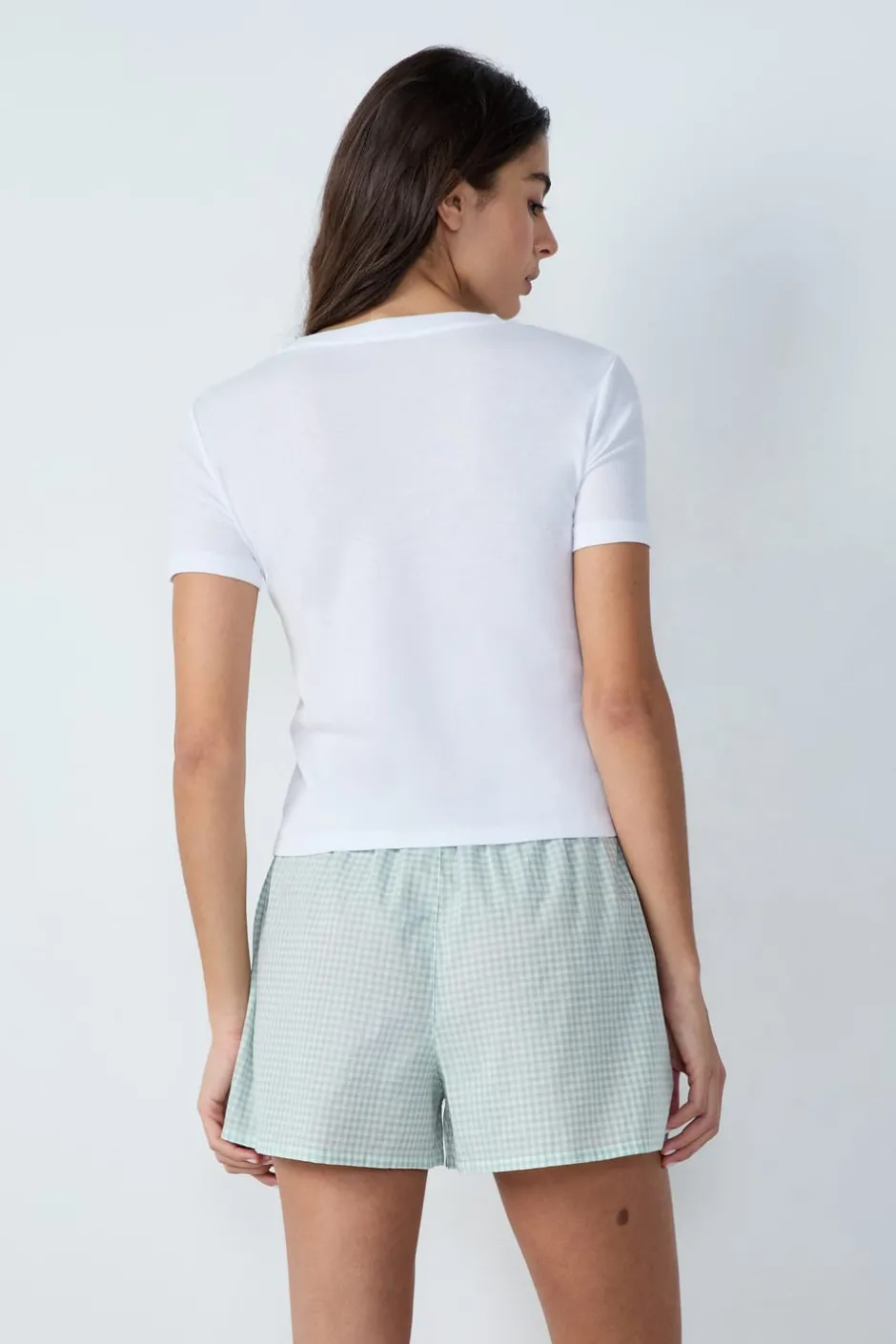 ETAM Los Pijamas Más Responsables|Camiseta de manga corta de algodón acanalado BLANCO