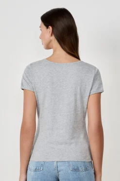 ETAM Cuello Redondo|Manga Corta|Camiseta de manga corta de algodón GRIS