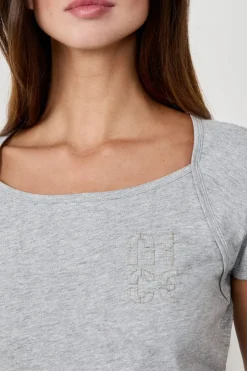 ETAM Cuello Redondo|Manga Corta|Camiseta de manga corta de algodón GRIS