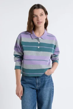 ETAM Manga Larga|De Rayas|Camiseta de manga larga con cuello polo parma