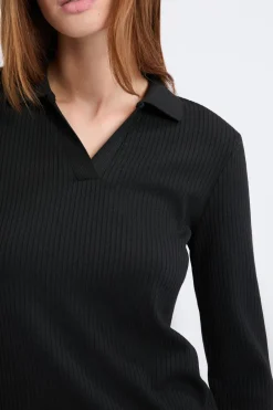 ETAM Manga Larga|Camisetas|Camiseta de manga larga con cuello en V NEGRO
