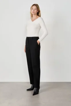 ETAM Colección Térmica|Cuello En V|Camiseta de manga larga con cuello en V de tejido térmico BLANCO ROTO