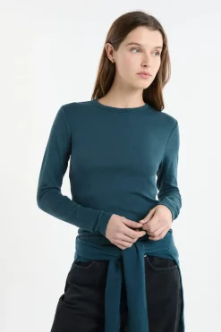 ETAM Cuello Redondo|Manga Larga|Camiseta de manga larga de algodón VERDE PATO