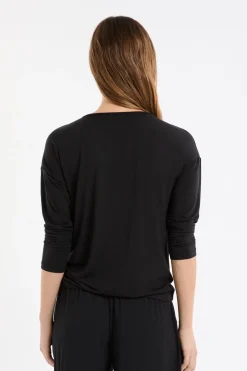 ETAM Pijamas Esenciales|Partes De Arriba De Pijama|Camiseta de manga larga de pijama de modal NEGRO