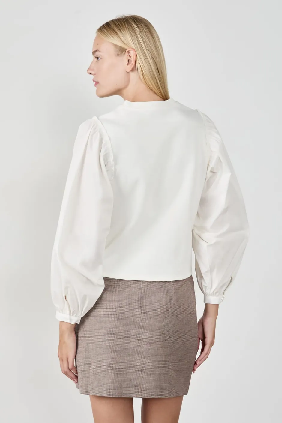 ETAM Cuello Redondo|Manga Larga|Camiseta de manga larga y cuello redondo BLANCO