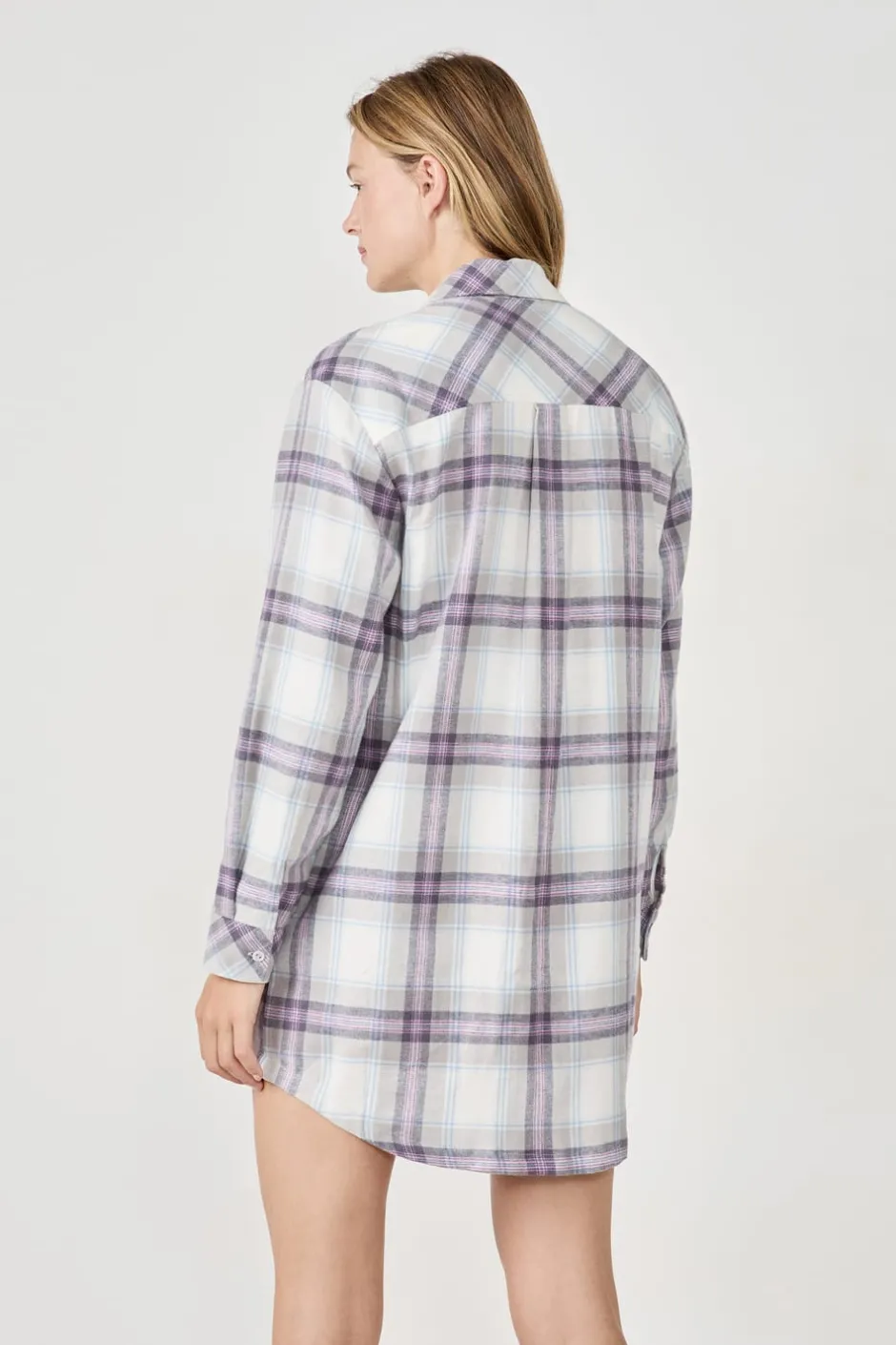 ETAM Camisones Con Manga|Los Pijamas Más Responsables|Camiseta de pijama a cuadros GRIS
