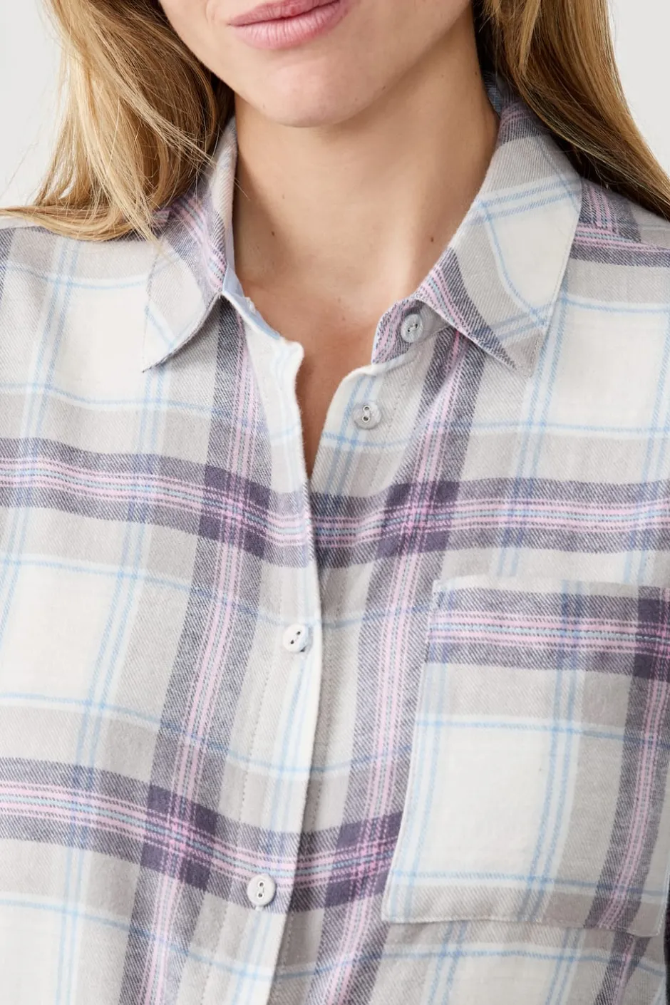 ETAM Camisones Con Manga|Los Pijamas Más Responsables|Camiseta de pijama a cuadros GRIS