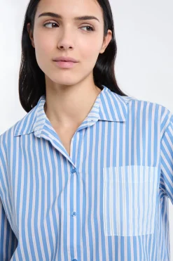 ETAM Los Pijamas Más Responsables|Partes De Arriba De Pijama|Camiseta de pijama a rayas AZUL CIELO