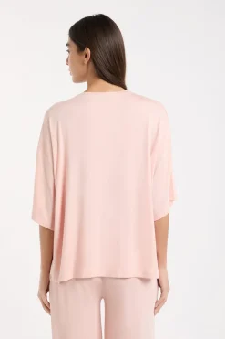 ETAM Los Pijamas Más Responsables|Pijamas Esenciales|Camiseta de pijama con cuello redondo ancho ROSA EMPOLVADO