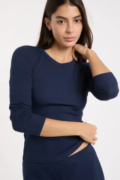 ETAM Los Pijamas Más Responsables|Pijamas Esenciales|Camiseta de pijama con cuello redondo y algodón AZUL REAL