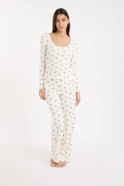 ETAM Los Pijamas Más Responsables|Partes De Arriba De Pijama|Camiseta de pijama con estampado de cerezas lino