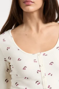 ETAM Los Pijamas Más Responsables|Partes De Arriba De Pijama|Camiseta de pijama con estampado de cerezas lino