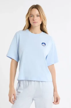 ETAM Los Pijamas Más Responsables|Partes De Arriba De Pijama|Camiseta de pijama de algodón con estampado AZUL CIELO