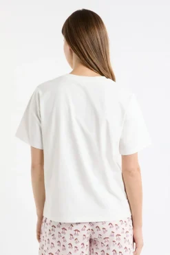 ETAM Los Pijamas Más Responsables|Partes De Arriba De Pijama|Camiseta de pijama de algodón estampada BLANCO